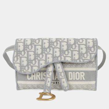 ممل وكة مسبقًا Dior Saddle Slim Gray Leather Pouch Belt Bag