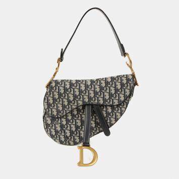 Pre Owned Dior Saddle Blue Canvas and Leather Shoulder Bag