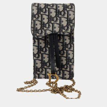 Pre Owned حقيبة كروس بودي جلد العجل أزرق عمودية ديور سادل