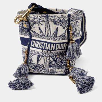 Pre Owned Dior Reve d'Infini D-Bubble Blue Canvas Bucket Bag