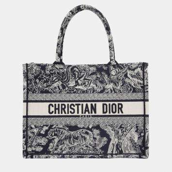 Pre Owned حقيبة يد ديور كتاب متوسطة قماش زرقاء