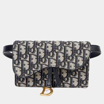 مملوكة مسبقًا Dior Saddle Blue Canvas Pouch Belt Bag
