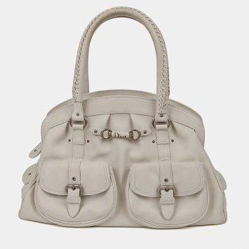 مملوكة مسبقًا Dior My Frame Pocket White Leather Tote Bag