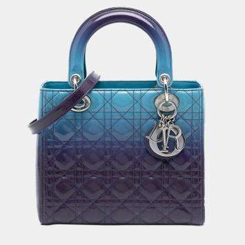 مملوكة مسبقًا Dior Purple Medium Ombre Patent Cannage Lady Dior