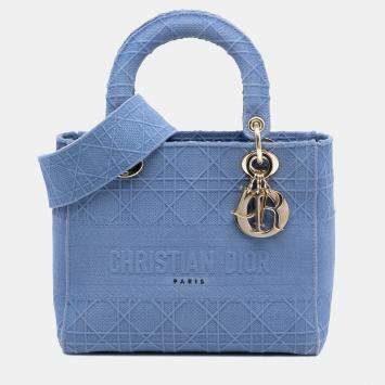مملوكة مسبقًا Dior Blue Medium Canvas Cannage Lady D Lite