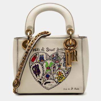 مملوكة مسبقًا Dior White DiorAmour Niki De Saint Phalle Mini Calfskin Lady Dior