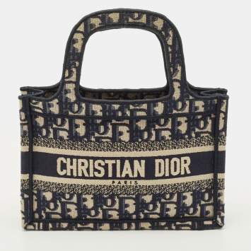 مملوكة مسبقًا Dior Book Mini Navy Blue Oblique Canvas Tote