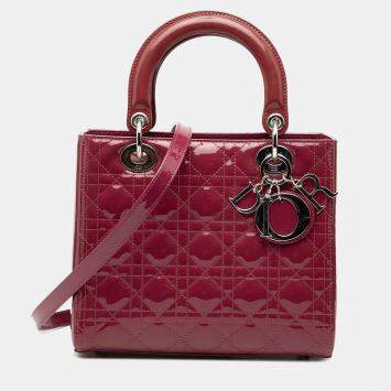 Pre Owned حقيبة ديور ليدي ديور كاناج براءات جلد وردي متوسط الحجم