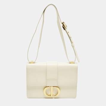 Pre Owned Dior 30 Montaigne Cream Leather Shoulder Bag