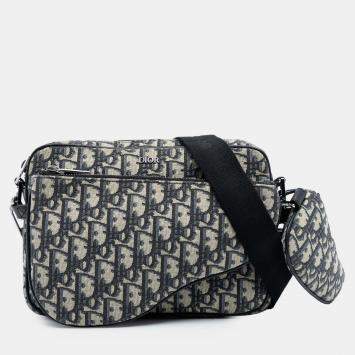 Pre Owned حقيبة كلاتش ديور ثلاثية جيوب قماش مائل أزرق سرج