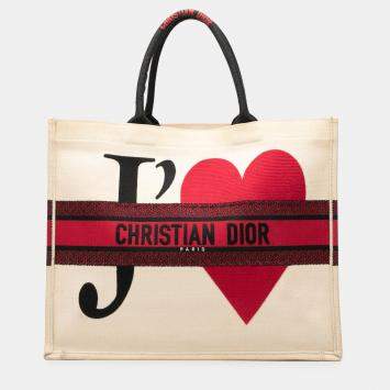 مملوكة مسبقًا حقيبة كتاب ديور جي تيام كانفاس مطرز كبير ديور ديورامور بيضاء