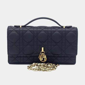 مملوكة مسبقًا حقيبة يد ديور ماي ديور صغيرة جلد أسود