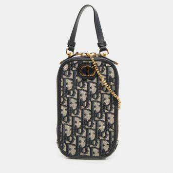 Pre Owned Dior Blue Oblique Canvas 30 Montaigne Call in Dior Phone Holder