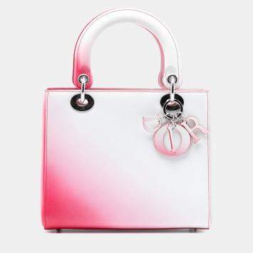 مملوكة مسبقًا Dior White Medium Ombre Calfskin Lady Dior