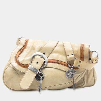 Pre Owned Dior Brown Calfskin Gaucho Double Saddle Shoulder Bag