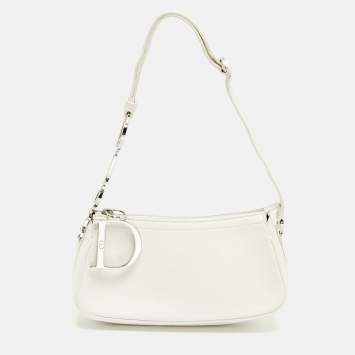Pre Owned Dior Charm White Leather Hobo