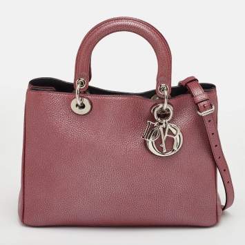 Pre Owned Dior Diorissimo Medium Burgundy Leather Tote