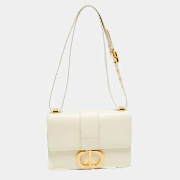 Pre Owned Dior 30 Montaigne Cream Leather Shoulder Bag