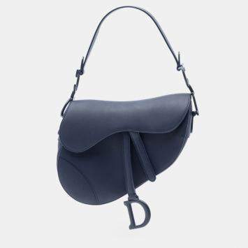 Pre Owned Dior Blue Ultra Matte Calfskin Saddle Bag