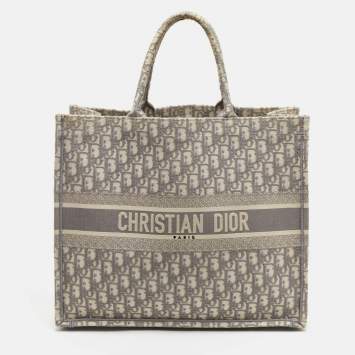 Pre Owned Dior Grey Oblique Canvas Large Book Tote 