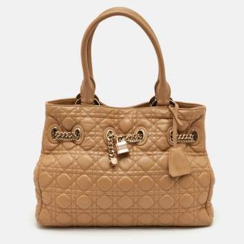 Pre Owned Dior Chri Chri Beige Cannage Leather Tote