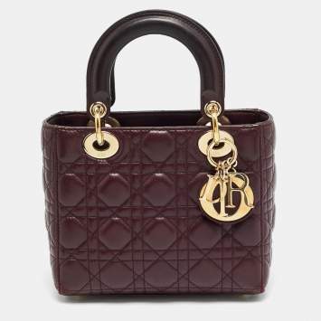 Pre Owned Dior Lady Dior Small Cannage Leather Tote