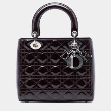 Pre Owned Dior Red Medium Patent Cannage Lady Dior