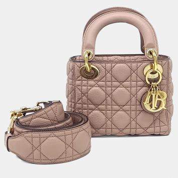 Pre Owned Dior Pink Leather Lady Bag Mini