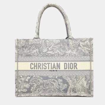 مملوكة مسبقًا حقيبة كتاب قماش رمادي ديور 36