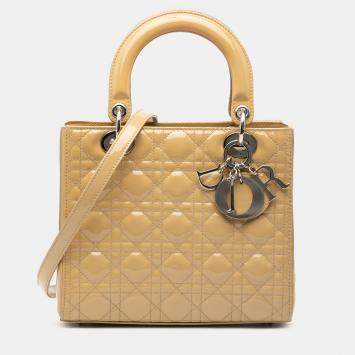 Pre Owned حقيبة ديور ليدي ديور كاناج براءات جلد بني متوسط