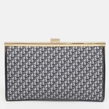 Pre Owned Dior Black/Grey Diorissimo Canvas Vintage Frame Clutch