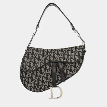 Pre Owned Christian Dior Black Trotter Saddle Handbag
