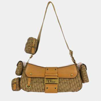 Pre Owned Dior Trotter Street Chic Columbus Brown Trotter Canvas Shoulder Bag