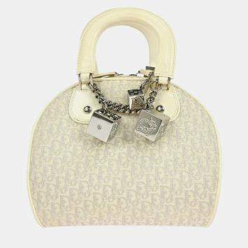 Pre Owned Christian Dior White Gambler Dice Trotter Handbag