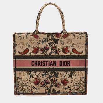 مملوكة مسبقًا Dior Book Tote Large Multicolor Floral Embroidered Canvas Tote