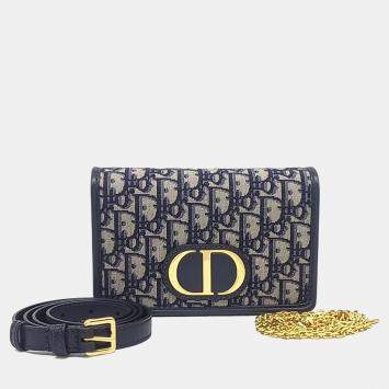 Pre Owned Dior Navy Blue Fabric 30 Montaigne Two-in-One Pouch Bag