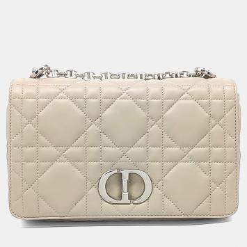 Pre Owned Dior Beige Leather Caro Bag Medium