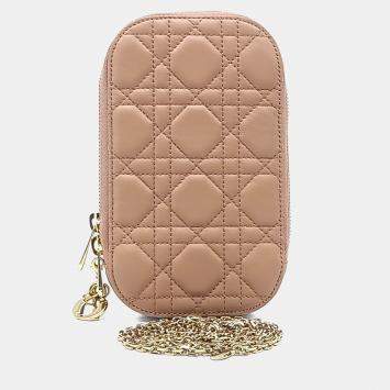 Pre Owned حقيبة كروس بودي حامل هاتف جلدي وردي ديور