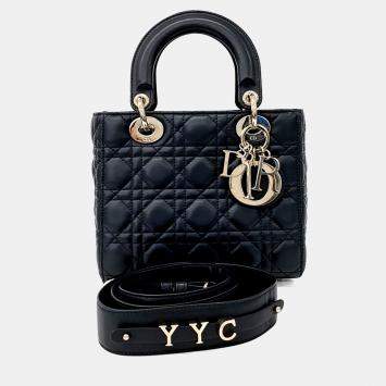 مملوكة مسبقًا حقيبة ديور ليدي صغيرة جلد سوداء
