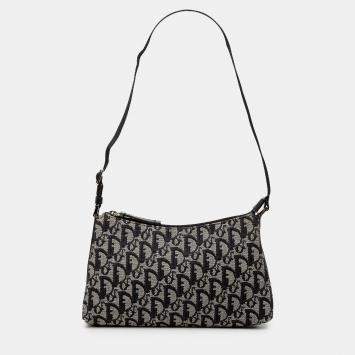 Pre Owned Dior Black Diorissimo Trotter Canvas Shoulder Bag