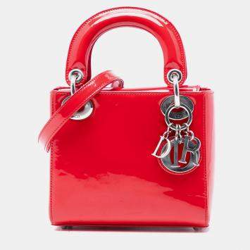 Pre Owned Dior Red Mini Patent Lady Dior