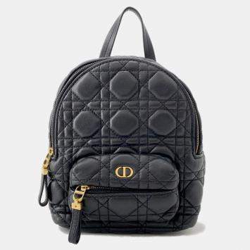 Pre Owned Dior Cannage Backpack Black Lambskin Size Mini