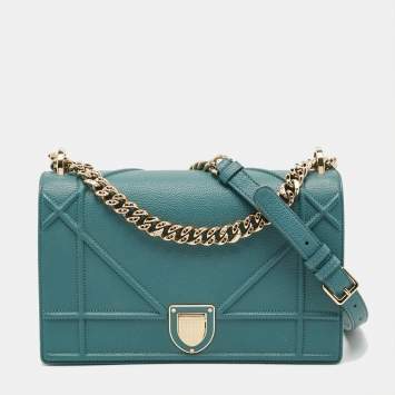 مملوكة مسبقًا Dior Diorama Medium Light Blue Leather Shoulder Bag