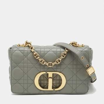 مملوكة مسبقًا Dior Caro Small Light Blue Cannage Leather Shoulder Bag