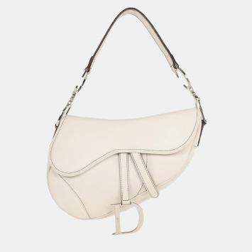 مملوكة مسبقًا Christian Dior White Leather Saddle Handbag