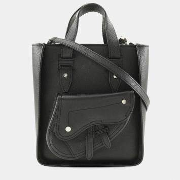مملوكة مسبقًا Dior Black Mini Grained Calfskin Saddle Tote