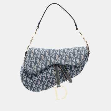 مملوكة مسبقًا Dior Blue Oblique Canvas Saddle Bag