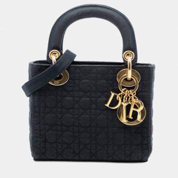 مملوكة مسبقًا حقيبة ديور ليدي سوداء صغيرة نايلون كاناج