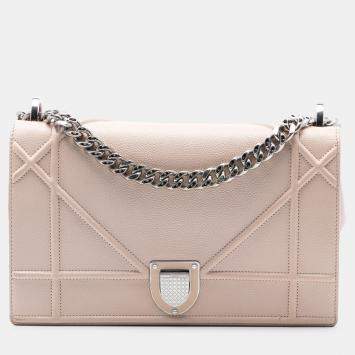 Pre Owned Dior Pink Medium Grained Calfskin Diorama Flap