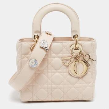 مملوكة مسبقًا Dior Lady Dior My ABCDior Small Beige Cannage Leather Tote
